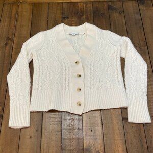 Vince Cardigan Womens Small Ivory Cropped Cable Knit 70% Wool, 30% Cashmere